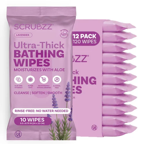 Miniatura 16 de Toallitas de baño extra grandes sin enjuague para adultos - 40 paños desechables para limpieza corporal para hombres, mujeres y personas mayores