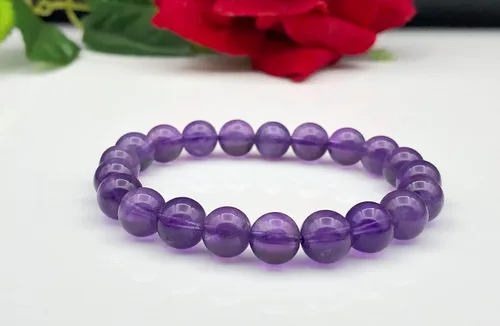 Miniatura 3 de Pulsera elástica con cuentas de amatista natural, Gema, Amatista