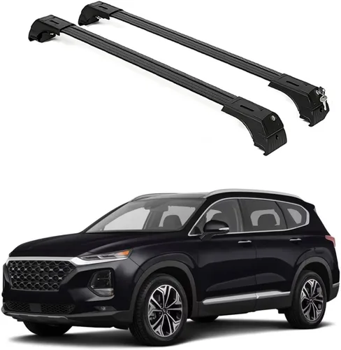 Miniatura 18 de ERKUL Barras Transversales de Techo para Hyundai Santa Fe 2013-2018 Barras Transversales de Aluminio con Cerradura Antirrobo para Techo Negro