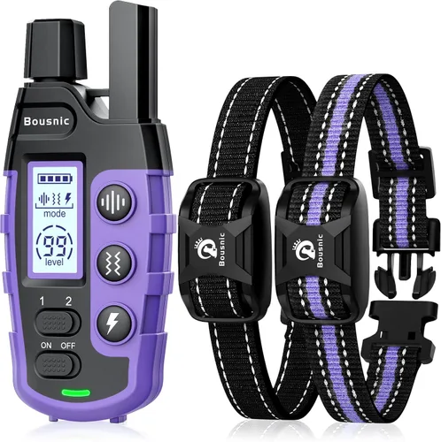 Miniatura 8 de Bousnic Collar de choque para perro, 2 perros (5-120 libras) – Collar de entrenamiento impermeable de 3300 pies para perros grandes, medianos