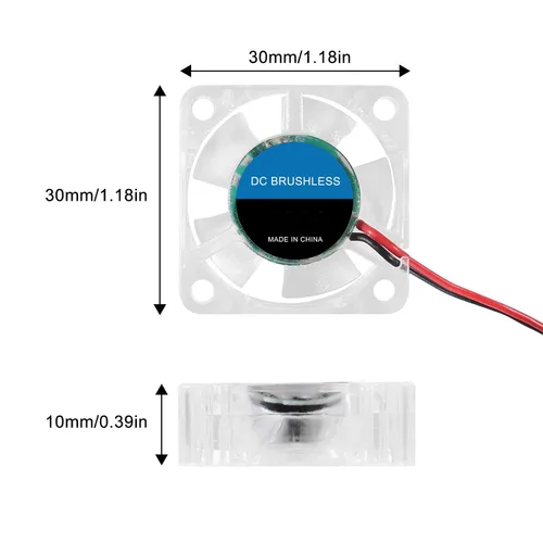 Miniatura 4 de 4 unids 3010 ventilador 1.181 in 1.181x1.181x0.394 in RGB ventilador color Led DC 12V 3010 DC enfriador hidráulico rodamiento sin escobillas