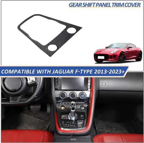 Miniatura 5 de Daeiclru Cubierta de fibra de carbono real para el panel de cambios del interior del automóvil, compatible con Jaguar F-TYPE 2013-2022, accesorios