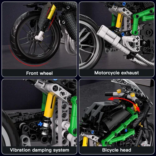 Miniatura 4 de Conjuntos de construcción de kits de modelo de motocicleta Mould King, kit de construcción de modelo de bicicleta 23002, juguetes de construcción