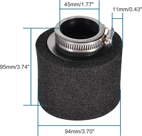 Miniatura 2 de GOOFIT Filtro de aire de doble espuma negro de 1.772 in/1.77 pulgadas, repuesto para filtro de aire de 50 cc, 90 cc, 110 cc, 125 cc, 140 cc, 150 cc