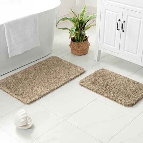 Miniatura 55 de MIULEE Juego de 2 alfombras de baño antideslizantes peludas extra gruesas y suaves, alfombrillas de baño de microfibra suave absorbente de agua