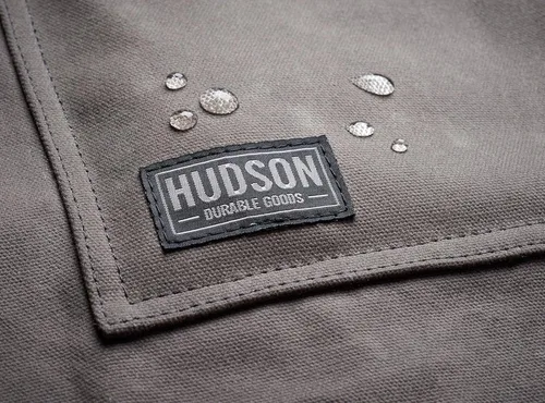 Miniatura 4 de Hudson Durable Goods Delantal de trabajo de lona encerada de alta resistencia con bolsillos para herramientas (negro), correas cruzadas en la Gris