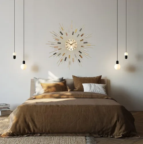 Miniatura 7 de Starburst Reloj de Pared Redondo Decorativo de 24" Silencioso Operado por Batería, Reloj de Pared Decorativo de Metal Moderno de Mediados de Siglo