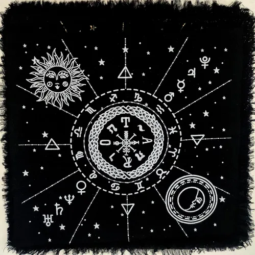 Miniatura 10 de Mantel de altar dorado con diseño de búho salvaje, diseño de brujería y búho salvaje, mantel cuadrado Wicca Wicca espiritual sagrado para mesa Fases