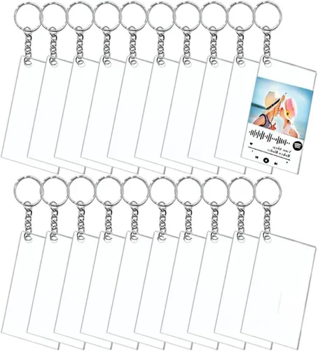 Llavero de acrílico en blanco, 120 llaveros transparentes que incluyen 30 piezas en blanco acrílico, 30 borlas para llavero, 30 anillos para llavero