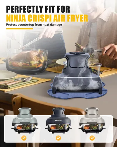 Miniatura 2 de Alfombrilla de silicona resistente al calor para freidora de aire de vidrio Ninja Crispi Almohadilla caliente reutilizable resistente al calor