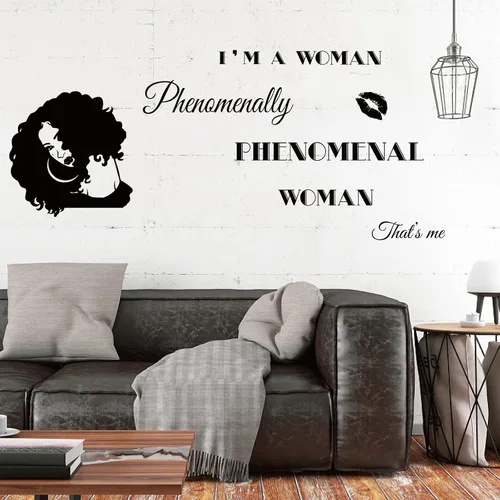 Miniatura 3 de SUPERDANT Calcomanía inspiradora para pared, con frase en inglés "I am a Phenomenal Woman Quotes Woman Avatar", diseño de motivación para mujer