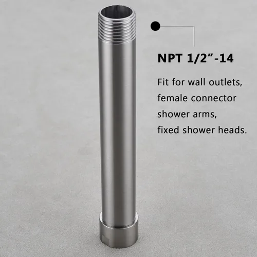 Miniatura 3 de Extensión de brazo de ducha de níquel cepillado, brazo extensor de 1/2 pulgada para cabezal de ducha de lluvia de 4 pulgadas
