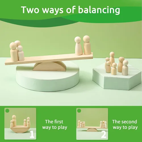 Miniatura 4 de Juguetes de madera para bebés, juguetes de conteo de equilibrio, juegos de matemáticas, muñecas de madera sin terminar, aprendizaje preescolar