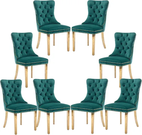 Miniatura 73 de Silla de comedor copetuda moderna de terciopelo para comedor, sillas de comedor tapizadas con remache de clavo, anillo trasero para cocina, comedor