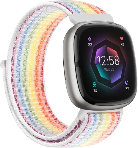 Miniatura 27 de Correas de nailon compatibles con Fitbit Versa 4/Sense 2/Versa 3/Fitbit Sense, correa de repuesto ajustable deportiva suave transpirable