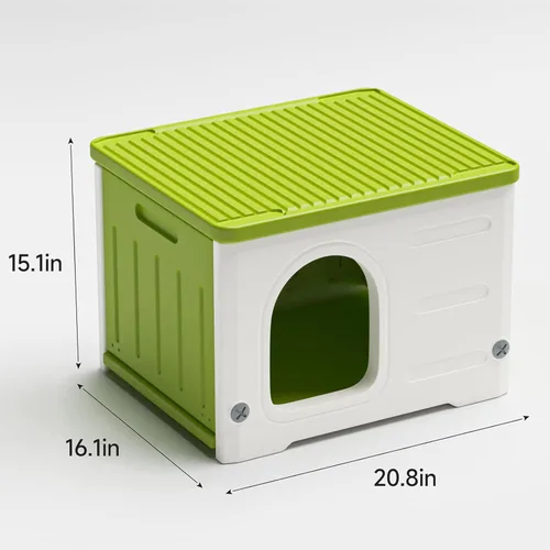 Miniatura 3 de Casa de gatos de plástico para uso en interiores y exteriores, refugio para gatos salvajes apilable para interiores, casa de gatos resistente a