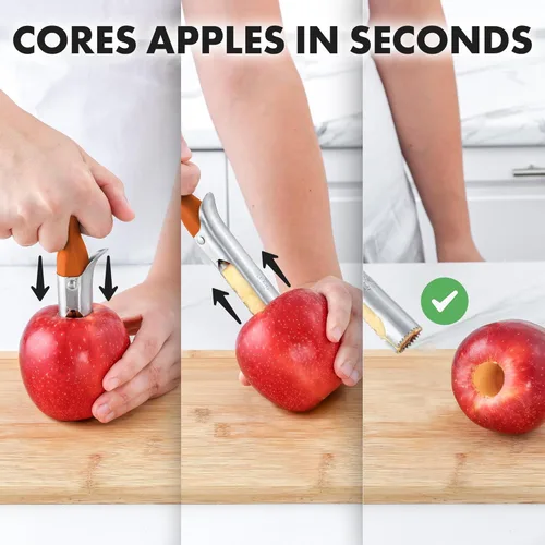 Miniatura 4 de Zulay Kitchen Herramienta Premium para Descorazonar Manzanas - Hojas Ultra Afiladas, de Acero Inoxidable, Serradas para Descorazonas Fáciles - Fácil