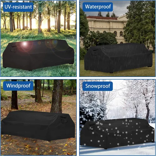 Miniatura 7 de WOMACO Funda de mesa de picnic impermeable, resistente de 96 pulgadas para patio al aire libre, cubierta de mesa y banco para invierno, resistente