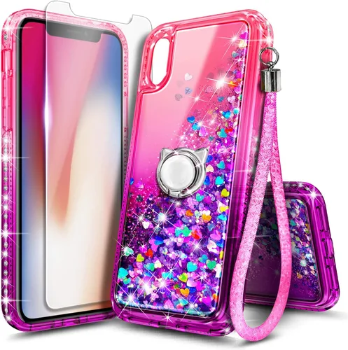 Miniatura 76 de NGB Diseñada para Funda de Teléfono iPhone 11, Morado/Azul Funda Bonita con Purpurina Líquida Brillante para Mujeres Niñas Niños con Protector