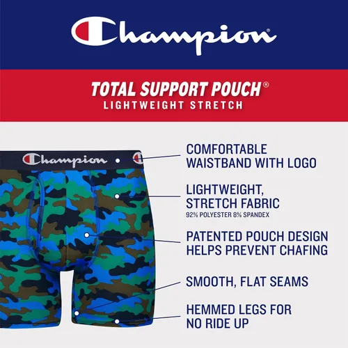 Miniatura 5 de Champion Men's Underwear Boxer Briefs, Total Support Pouch, Assorted 3-Pack
