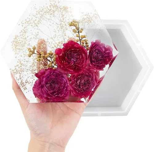 Miniatura 2 de Molde de resina hexagonal, moldes de silicona hexagonal profunda para resina, moldes de resina epoxi geométrica para preservación de flores, boda
