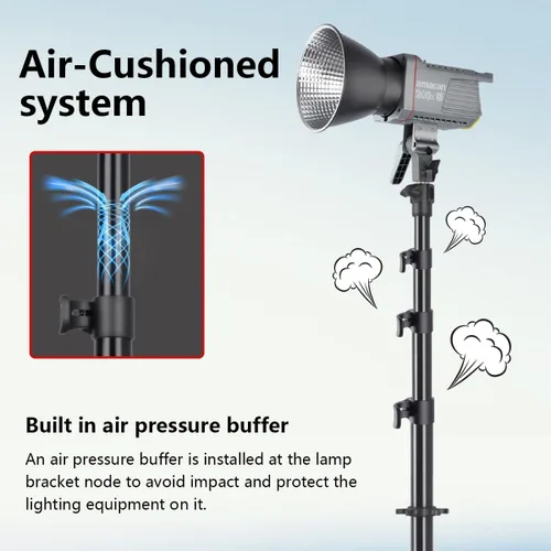 Miniatura 3 de Soporte de luz para fotografía con amortiguación de aire, 9 pies/9.0 ft de aluminio ajustable resistente trípode de estudio resistente trípode
