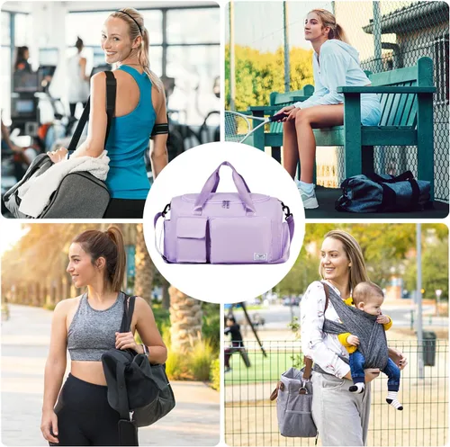 Miniatura 6 de FIORETTO - Bolsa de deporte para mujer con compartimento para zapatos, capacidad de 37 litros, ideal para viajes, gimnasio, deportes, fines de semana