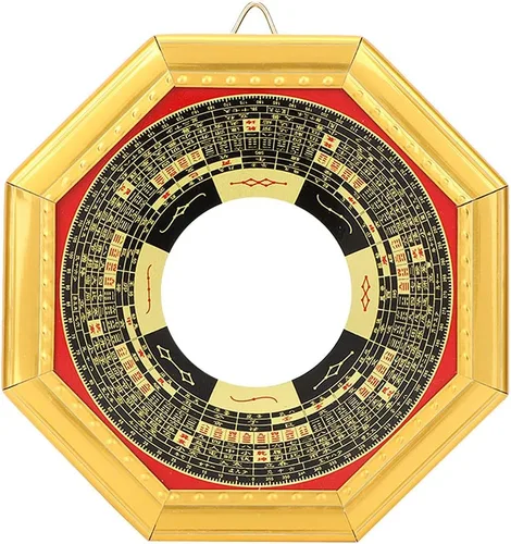 TOPINCN Espejo Bagua, espejo tradicional chino de Feng Shui, espejo cóncavo, exorcismo, amuleto de exorcismo, artesanía de la suerte (13.5 cóncavo)