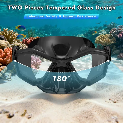 Miniatura 2 de Scuba Mask Adults, Snorkel Diving Mask, Freediving Mask, Snorkeling Gear Swimming Goggles HD Tempered Glass, Low-Volume Dive Mask with Nose Cover