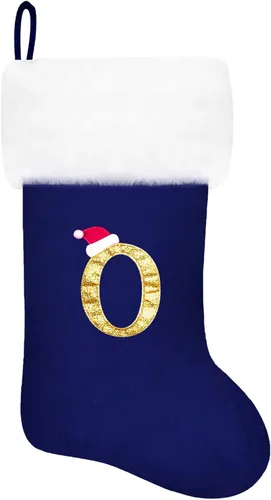Miniatura 88 de Calcetines de Navidad bordados de 20 pulgadas con monograma, terciopelo negro con puño de felpa blanca supersuave, adornos clásicos para decoración