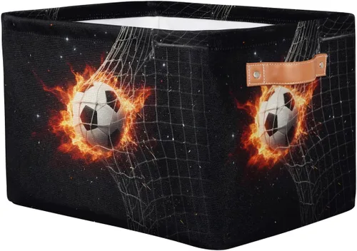 Miniatura 2 de AUUXVA Cesta de almacenamiento para fútbol, bola de fuego, caja de cubo de almacenamiento deportiva, de lona duradera, plegable, cesta organizadora