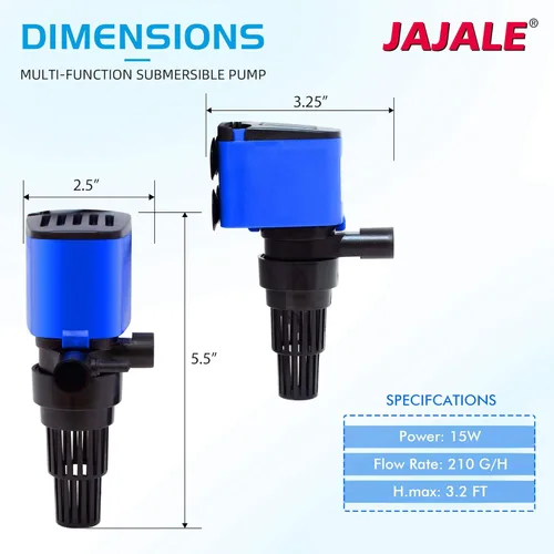 Miniatura 2 de Bomba sumergible Powerhead de 210 GPH - Bomba 3 en 1 para acuario con oxigenación, filtración y ciclismo de agua, elevación máxima de 3.3 pies, 15 W