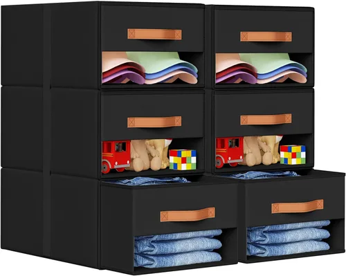 Miniatura 17 de DIMJ Organizadores de Armario y Almacenamiento - Contenedores de Tela con Cajones para Armario, Organizadores de Ropa Plegables con Ventana