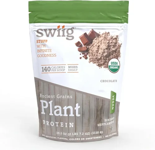 swiig Proteína vegetal orgánica en polvo – Proteína vegana a base de plantas, mezcla de proteínas de granos antiguos, 0.71 oz de proteína, sin