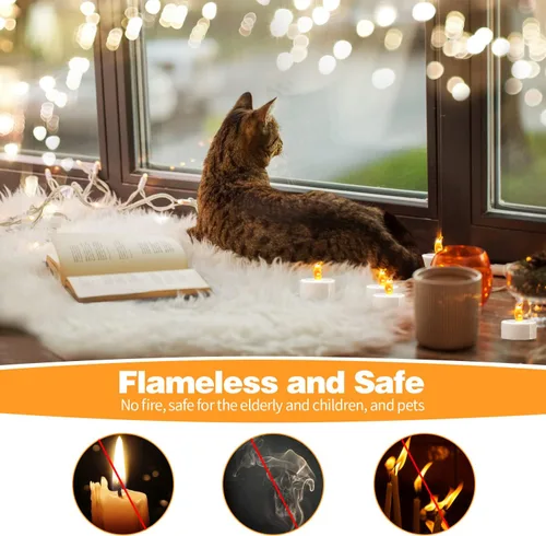 Miniatura 7 de KOABY Juego de 100 luces de té LED amarillas cálidas, duración de más de 100H, luces de té sin llama parpadeantes alimentadas por