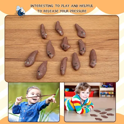 Miniatura 5 de Jerify 24 piezas divertidas y elásticas de hachinas para caca con dedo, adorno de goma, para broma, juguetes falsos para juegos voladores, recuerdos