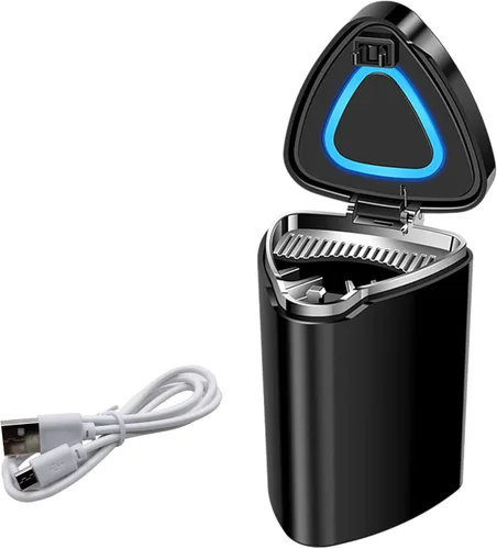 Miniatura 8 de Cenicero de automóvil con tapa a prueba de olores, cenicero sin humo, mini cubo de basura para automóvil, cenicero de acero inoxidable desmontable