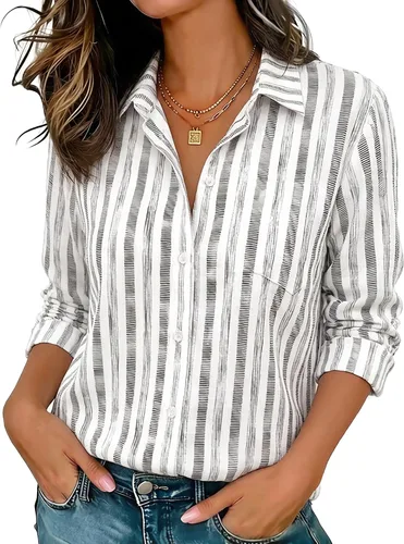 Miniatura 6 de Camisas elásticas suaves sin arrugas con botones para mujer, tops transpirables que absorben la humedad para vestir casual de trabajo