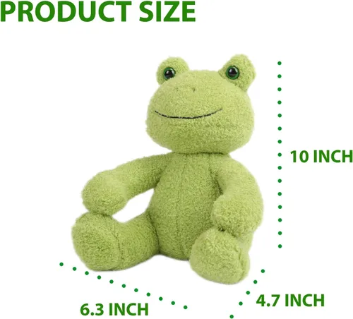 Miniatura 3 de Peluche de rana de peluche de 10 pulgadas, adorable regalo para niños y adultos, cumpleaños para amantes de las ranas, muñeca de felpa verde