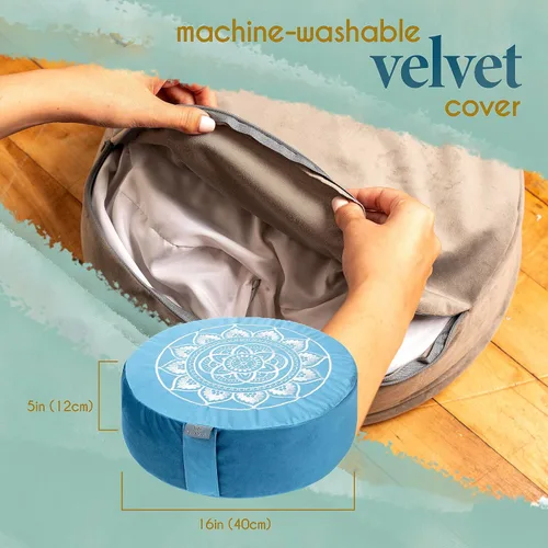 Miniatura 6 de Florensi - Cojín de meditación - Cómoda almohada de suelo - Tradicional almohada de meditación tibetana con hermosa cubierta de terciopelo - Cojín