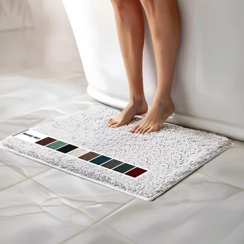 Miniatura 29 de Muddy Mat Alfombras de Baño de Chenilla de Microfibra de Secado Rápido Antideslizantes Lavables, Extra Gruesas, Suaves y Altamente Absorbentes Gris