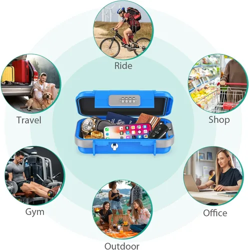 Miniatura 6 de ORIA Funda de seguridad portátil, caja de seguridad portátil, caja de seguridad con combinación de 4 dígitos, caja de seguridad para teléfonos