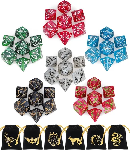 Miniatura 13 de CiaraQ Juego de dados poliédricos - Dados para juegos de rol DND para Calabozos y Dragones, juego de mesa RPG, doble color, 35 piezas
