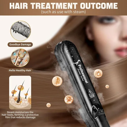 Miniatura 3 de DORISILK Alisadores de Vapor 2.0 Mejorados para el Cabello, Plancha Plana de Vapor de Turmalina Cerámica Profesional de Salón Alisador de Cabello