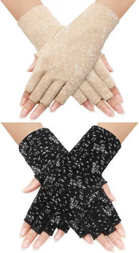 Miniatura 7 de Maxdot Guantes sin dedos para mujer, con protección solar, guantes de conducción de verano, antideslizantes, con protección UV, para exteriores