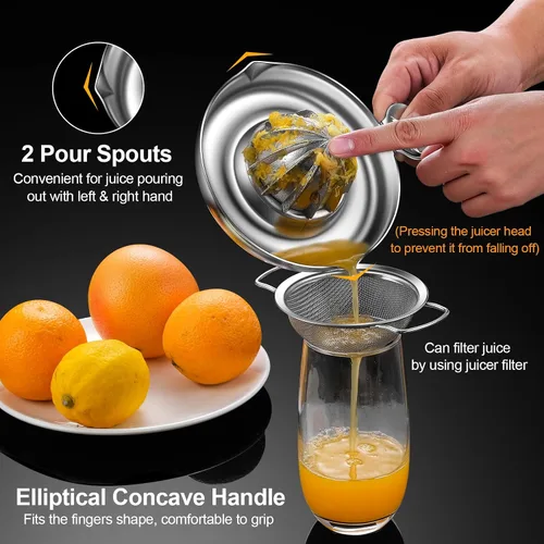 Miniatura 4 de Exprimidor de limón de acero inoxidable, exprimidor manual de cítricos resistente a mano, exprimidor de frutas de lima naranja de primera calidad