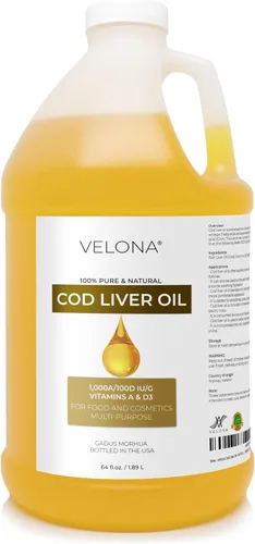 Miniatura 8 de velona Aceite de hígado de bacalao – 2 onzas líquidas 1,000A/100D UI/g Omega 3 Vitaminas A y D3 Aceite nórdico de origen sostenible del Ártico