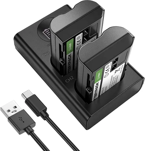 Miniatura 9 de EN-EL15 Batería de repuesto con cargador dual LCD - Batería de iones de litio de 2800 mAh para Nikon D850 D750 Z6II Z7II Z5 D500 D7500 D800 Z8 Zf