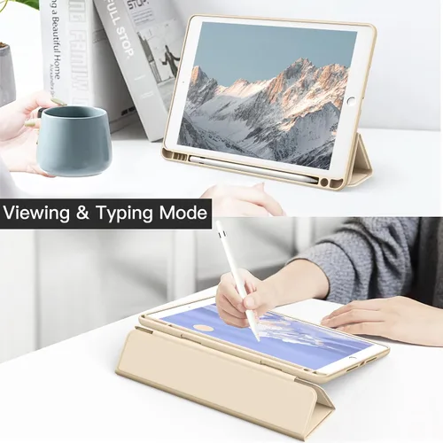 Miniatura 7 de JETech Funda para iPad de 10.2 pulgadas (9ª/8ª/7ª generación, 2021/2020/2019) con soporte para lápices, carcasa trasera transparente, soporte