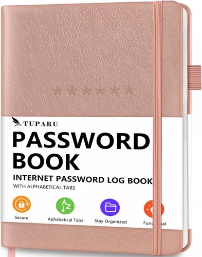 Miniatura 7 de Libro de contraseñas con pestañas alfabéticas - Organizador de direcciones de Internet y contraseñas de tapa dura - Cuaderno de contraseñas para Rosa